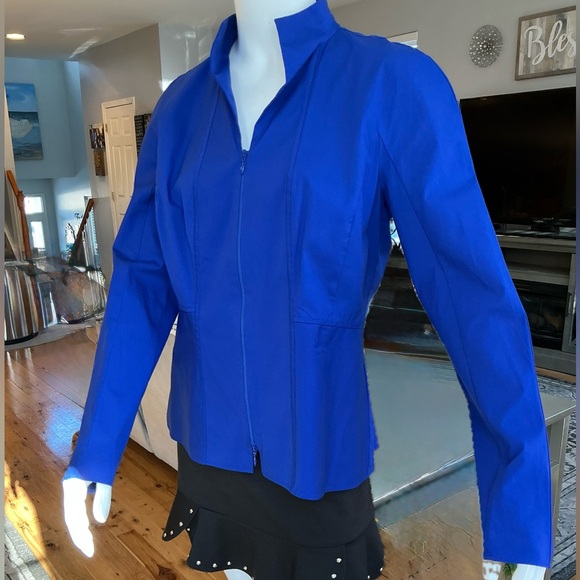 Lafayette 148 New York Jackets & Blazers - Lafayette Minimalist Royal Blue Zip Fall Jacket Casual Business Career SZ Medium